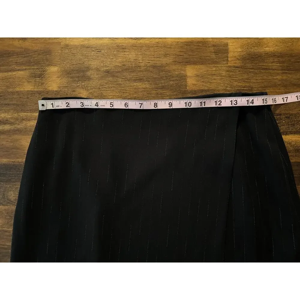 MM. LaFleur Size 8 Wrap Skirt Pencil Straight Lined Career Pinstripe